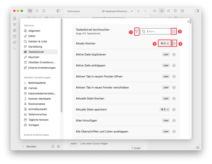 Tastenkürzel Übersicht Tastenkürzel Übersicht