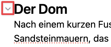 Symbol um die Überschriften zu klappen